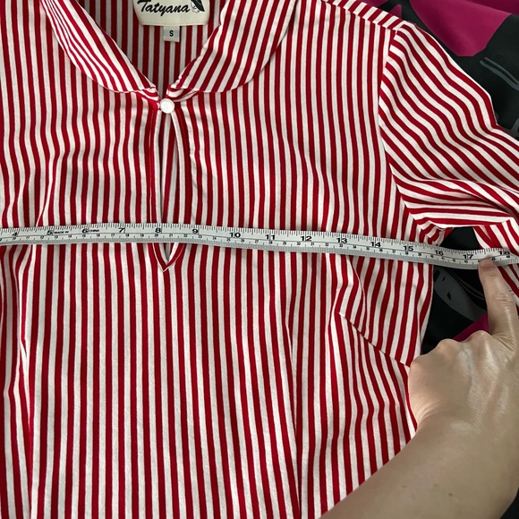 Tatyana All Aboard RED stripe blouse S small - Picture 5 of 8